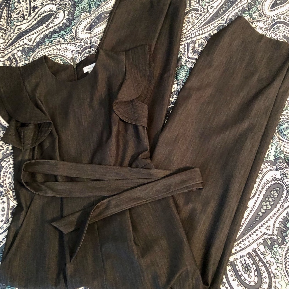 Calvin Klein Denim Flutter Sleeve Jumpsuit